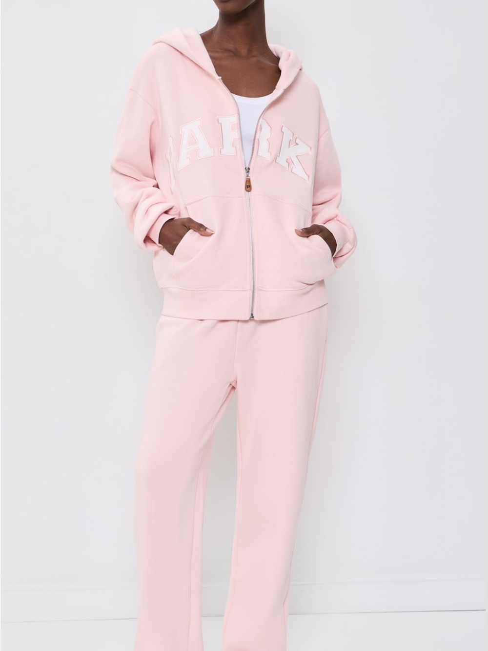 Light Pink Women's Zip Hoodie & Jogger Set